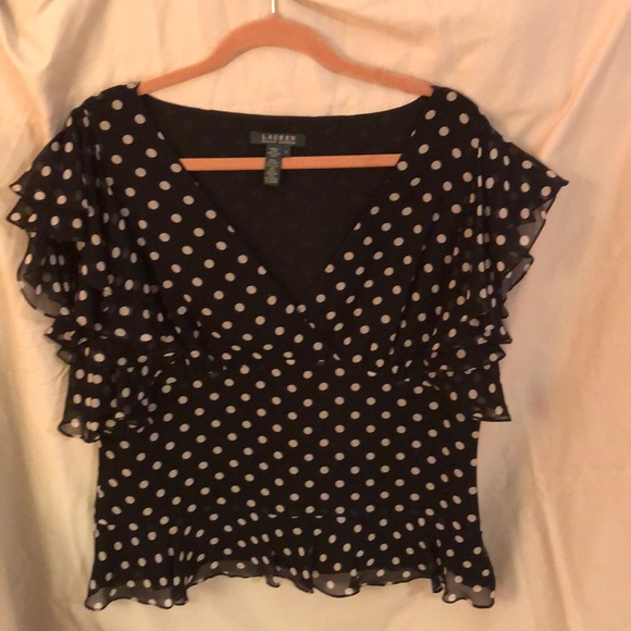 Lauren Black and White Polka Dot Blouse - Picture 1 of 6